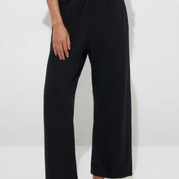 Wunderlove by Westside Black Self-Striped High-Rise Lounge Pants-image-35