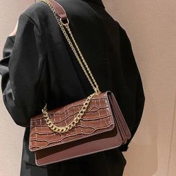 Styli Brown PU Textured Sling Handbag-34