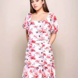 Zink London White & Red Printed Dress-image-73