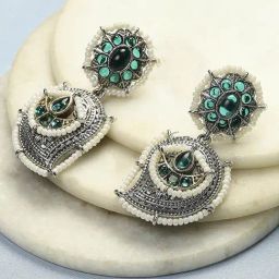 Biba Green Alloy Drop & Danglers Earrings for Women-image-13