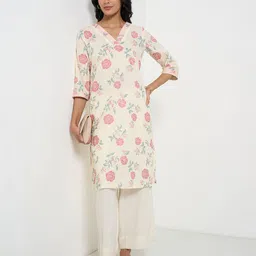RANGMANCH BY PANTALOONS Women Floral Printed Festive Cotton A-Line Kurta-image-99