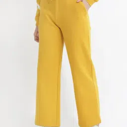 RAREISM Mustard Cotton Blend Solid Trackpants-image-22