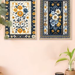 Kotart Brown & Yellow 2 Piece Wood Abstract Wall Paintings-picture-21