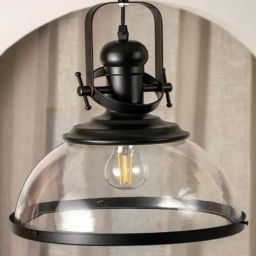 Whispering Homes Black Industrial Retro Pendant Light Glass Shade-15