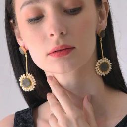 Sohi Gold Plated Pearls Drop Earrings-image-9