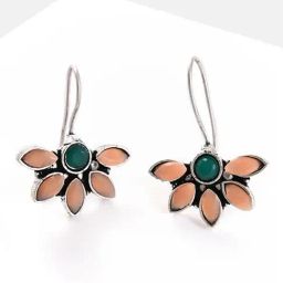 Sohi Silver Plated Designer Stone Drop Earrings-40