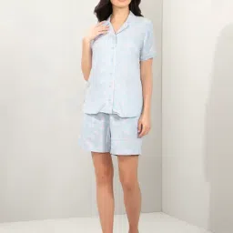 Amante Blue Relaxed Fit Printed Shirt And Shorts-picture-3