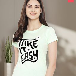 Dreambe Women Pack of 2 Graphic Printed Round Neck Cotton Regular Fit T-shirts-image-74