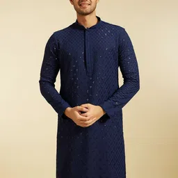 Diwas by Manyavar Ethnic Motifs Embroidered Mandarin Collar Sequinned Straight Kurta image 5