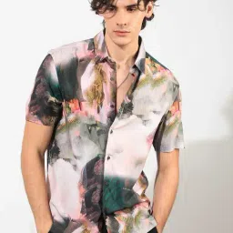 Rare Rabbit Green Regular Fit Abstract Shirt-image-47