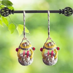 The Shine Store Artificial Bird Nest with Grass Jute Hanging Nest Showpiece-48