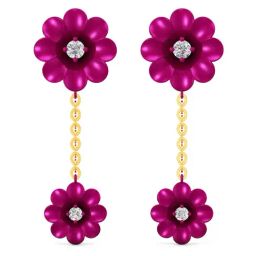 Joyalukkas 22k Pinkish Mexican-aster Inspired Gold Drop Earrings for Women-29
