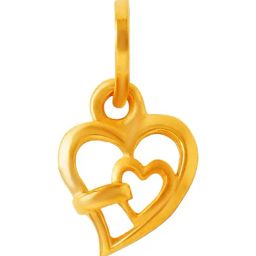 Muthoot Pappachan Swarnavarsham BIS Hallmarked 22k Yellow Gold Double Heart Pendant-image-33