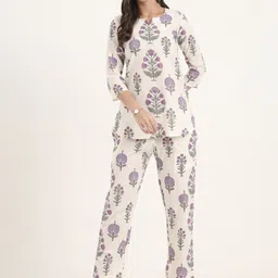 Divena Women Floral Printed Round Neck Night suit-image-33