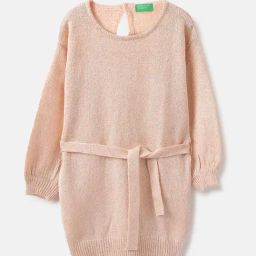 United Colors of Benetton Pink Acrylic Blend Regular Textured Dress-image-81