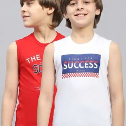 Monte Carlo Kids Red & White Printed Regular Fit T-Shirt - Pack of 2-image-6