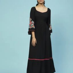 aarke Ritu Kumar Black Embroidered Maxi Dress-image-82