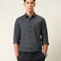 Arrow Black Cotton Regular Fit Geometric Shirt-picture-36