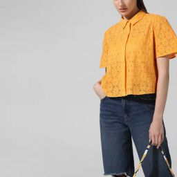 Only Orange Cotton Self Design Shirt-image-97