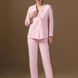TAHVO Pink Polyviscose Solid Full Sleeves Co-Ord Set-image-60