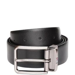 TOMMY HILFIGER Jonava Black & Brown Leather Solid Reversible Belt For Men-75