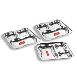 Sumeet Silver Stainless Steel Plates - Set of 3-15