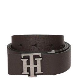TOMMY HILFIGER Jonava Brown Leather Textured Waist Belt For Men-picture-20