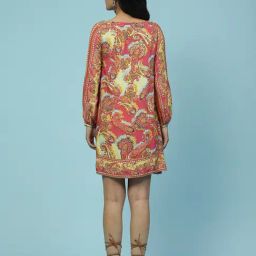 aarke Ritu Kumar Fuchsia & Yellow Printed A Line Dress image 2