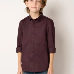 Jack & Jones Junior Maroon Solid Full Sleeves Shirt-image-45