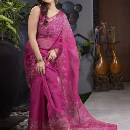 MIRCHI FASHION Pink Floral Print Saree With Unstitched Blouse Piece-picture-30