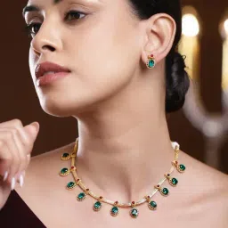Rubans Gold-Tone Plated Red & Green Set for Women-picture-48