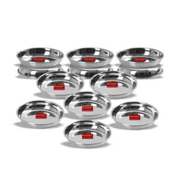 Sumeet Silver Stainless Steel Serving Plate - Set of 12-48