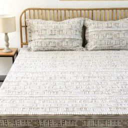 House This Sanchi Grey 180 TC Cotton Bed Sheet with Pillow Covers-14