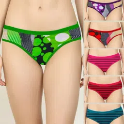 AROUSY Green & Pink Printed Bikini Panties - Pack Of 6-image-73