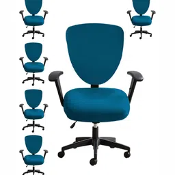 Lazi 6-Pcs Blue Stretchable Office Chair Covers-12
