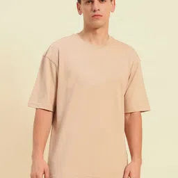 PockMAN Drop-Shoulder Sleeves Bio Finish Cotton Oversized T-shirt-image-54
