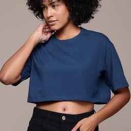 Roadster Drop-Shoulder Sleeves Crop Boxy T-shirt-picture-13