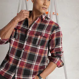 WROGN Comfort Fit Checked Pure Cotton Casual Shirt-picture-44