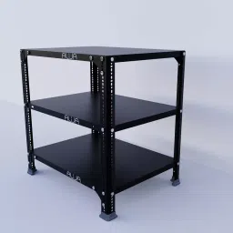 Menage 24x23x18 Inch 3 Shelf Metal Black Slotted Angle Rack-image-99