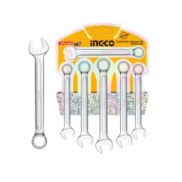 Ingco 6 Pcs Combination Spanner Set Size 8-17 mm and Fine Polished Finish, HKSPA1068-image-0