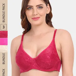 Amour Secret Pack of 3 Non-Padded Underwired Push-Up Bra-image-60