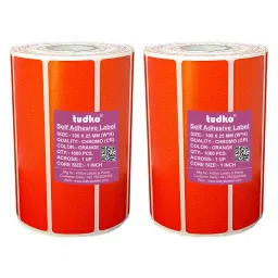 Tudko 100x25 mm 80 GSM 1 UP Self Adhesive Paper Label Orange (Pack of 2 Pcs)-14