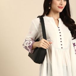 Anouk Floral Printed Pure Cotton Pleated Detail Longline A-Line Top-image-66