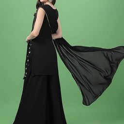 PARROT CREATION Women Embroidered Regular Sequinned Kurti with Sharara & With Dupatta image 3