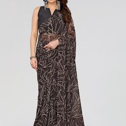 Civamee Floral Printed Georgette Ready to Wear Saree With stitched Blouse-26