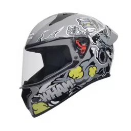 Studds N4 Grey Medium (570 mm) Full Face Helmet, Thunder D10 Decor-image-43