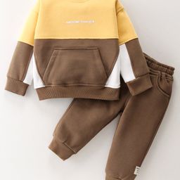 Little Kangaroos Full Sleeves T-Shirt & Lounge Pant Winter Wear Set - Cheese Yellow-picture-36