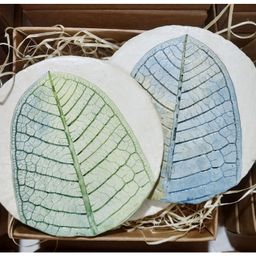 Aranya Earthcraft Naag Champa Leaf Impressioned Papier-Mache Coaster Set of 4-image-24