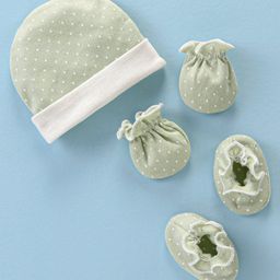 Ben Benny Interlock Polka Dots Printed Cap Mitten & Booties Set Green - Diameter 9 cm-23