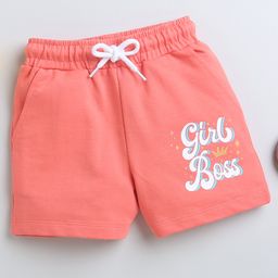 BUMZEE Girl Boss Text Printed Shorts - Coral-image-94